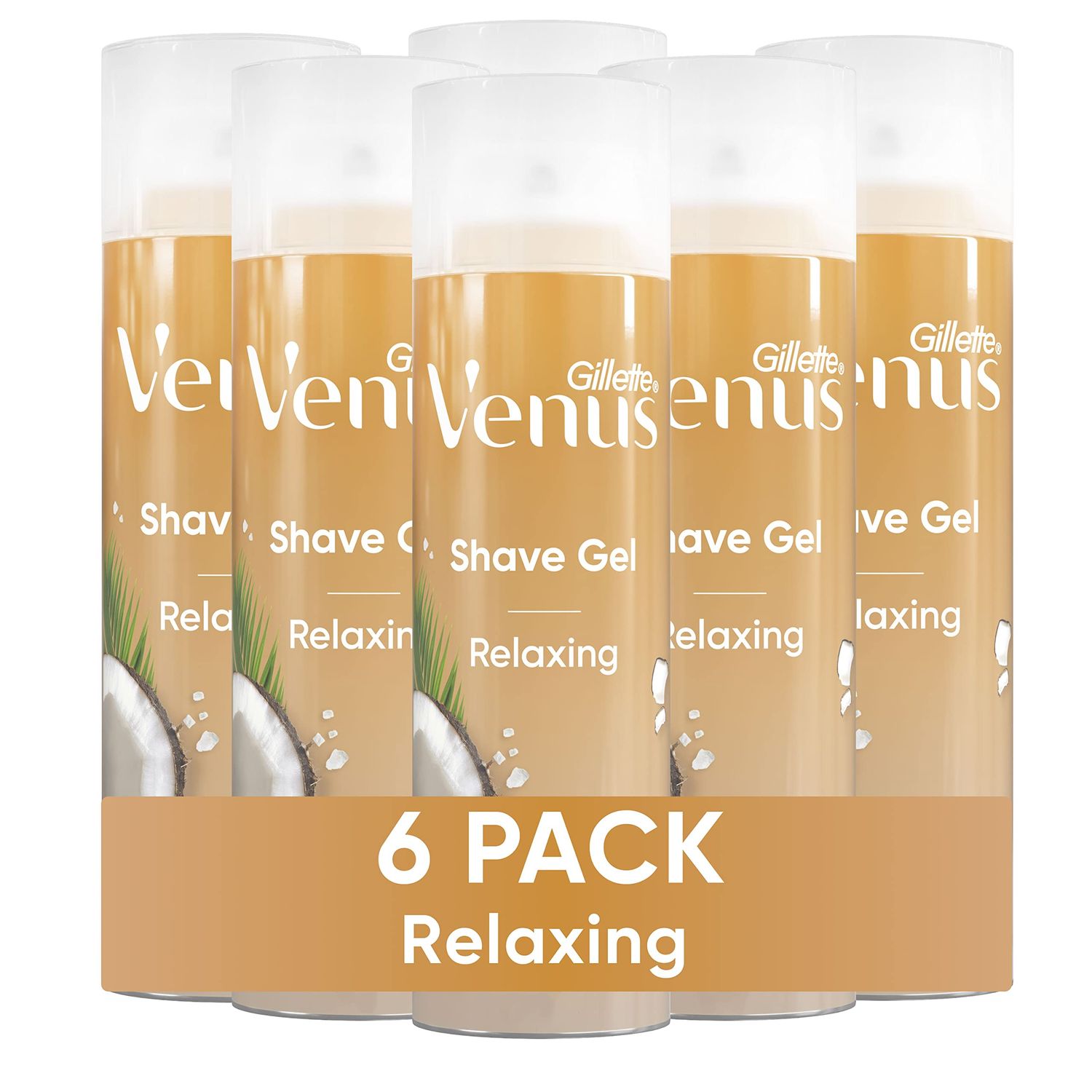 Gillette Venus Relaxing Coconut Shave Gel, Womens, Shaving Cream, 7 oz Pack of 6 (42 oz total)