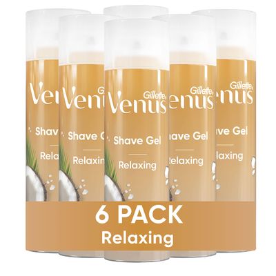 Gillette Venus Relaxing Coconut Shave Gel, Womens, Shaving Cream, 7 oz Pack of 6 (42 oz total)