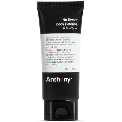 Anthony No Sweat Body Defense Deodorant for Men - Anti-Chafing, Anti-Itch Cream-to-Powder Lotion for Sweat and Body Odor Control - 3 Fl Oz