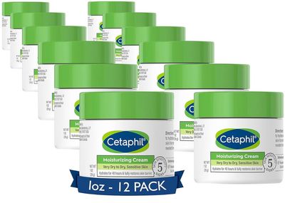 Cetaphil Face &amp; Body Moisturizer, Hydrating Moisturizing Cream for Dry to Very Dry, Sensitive Skin, NEW 1 oz 12 Pack, Fragrance Free, Non-Comedogenic, Non-Greasy
