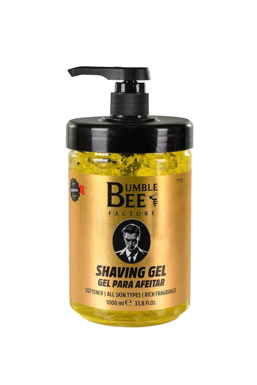 BUMBLE BEE Shaving Gel Softner Non-irritating, All Skin Types, Rich Male Fragance - Smooth and Sophisticated Shaving 33.8 Oz / 1000 ml. Barber Supplies (Yellow)