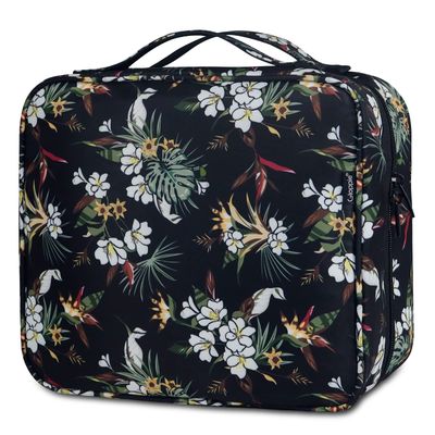 Gloppie Travel Toiletry Bag for Women Makeup Bag Big Cosmetic Bag Make Up Case Organizer for Beauty &amp; Skincare Care Accessories White Flower