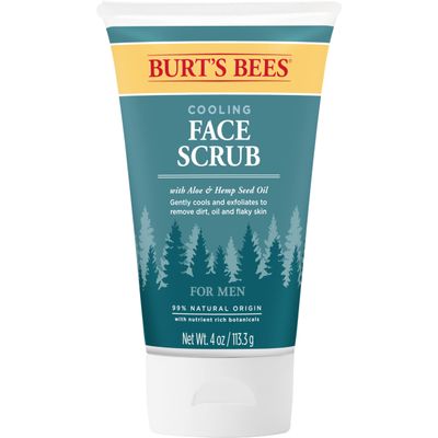 Burts Bees Cooling Face Scrub with Aloe &amp; Hemp, For Men, 4 Ounces