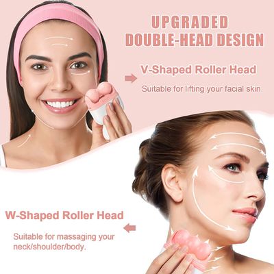 DSWINCE 2-in-1 Ice Roller for Face Skin Care Tool Personal Skin Cooling Ice Roller Therapy Tools, Cold Facial Ice Roller Massager for Eye Puffiness, Migraine, TMJ Pain Relief & Minor Injury (Pink)