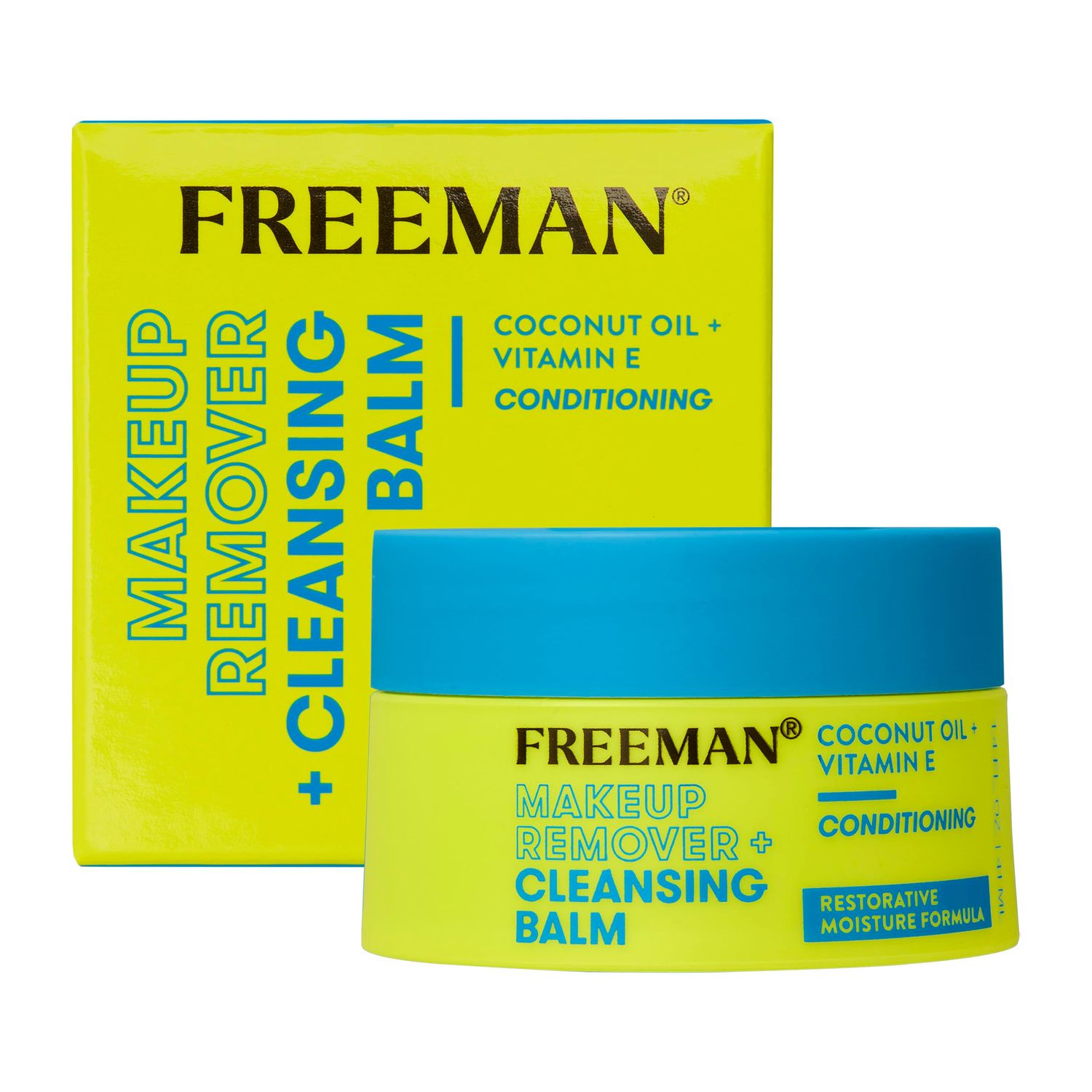 Freeman Makeup Remover + Cleansing Balm, Moisturizing &amp; Nourishing Makeup Remover Balm, Coconut Oil &amp; Vitamin E, Gently Removes Tough Makeup &amp; Cleanses, 1.4 fl.oz./ 42 mL Jar, 1 Count
