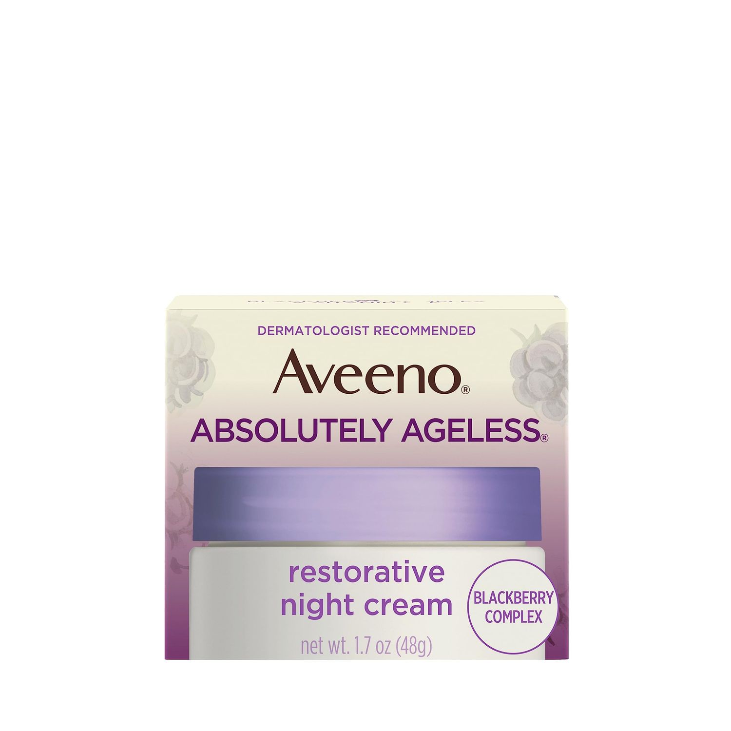 Aveeno Absolutely Ageless Restorative Night Cream Face &amp; Neck Moisturizer with Antioxidant-Rich Blackberry Complex, Vitamin C &amp; E, Hypoallergenic, Non-Greasy &amp; Non-Comedogenic, 1.7 fl. oz