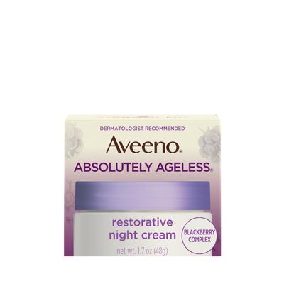 Aveeno Absolutely Ageless Restorative Night Cream Face &amp; Neck Moisturizer with Antioxidant-Rich Blackberry Complex, Vitamin C &amp; E, Hypoallergenic, Non-Greasy &amp; Non-Comedogenic, 1.7 fl. oz