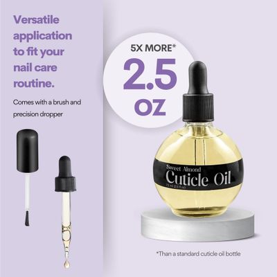 C CARE Sweet Almond Cuticle Oil For Nails - Stocking Stuffer Holiday Gift - Repairs Cuticles Overnight - Moisturizes and Strengthens Nails and Cuticles - Dropper &amp; Brush included - 2.5oz