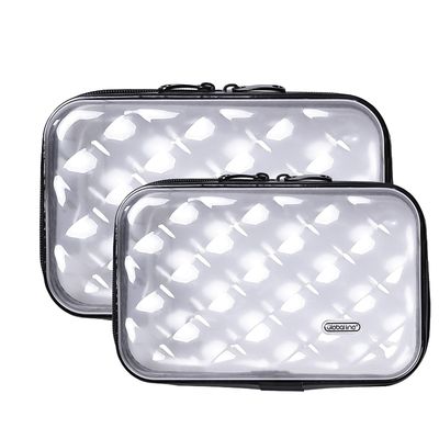 FANFX 2 PCS Clear Makeup Bags, Travel Toiletry Bags with Zipper, Hard Pouch Toiletry Bag for Women, Clear Cosmetic Travel Bag for Makeup, Cosmetic, Skincare Liquid, Toiletries, Travel Essentials