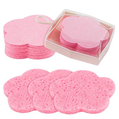 Flower Compressed Facial Sponges with Case for Travel, 100% Natural Cellulose Facial Cleansing Sponges Pads Exfoliating Sponges for Cleansing,Pore Exfoliating,Makeup RemovalPink