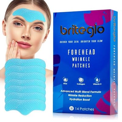 Forehead Wrinkle Patches with Aloe, Collagen, Vitamin E &amp; Hyaluronic Acid - 14 Cooling Patches for Hydrating and Anti-Wrinkle Treatment - Effective Forehead Lines Remover and Patches for Wrinkles