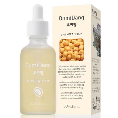 DumiDang Chickpea Serum - Korean Traditional Vegan Skincare Formula, Dry Skin Nutrition &amp; Anti-Aging with Fermented Chickpea Extract, Panthenol &amp; Phytosqualane, 50mL | 1.69fl.oz.