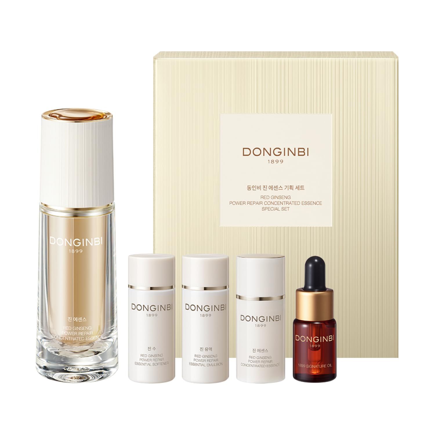 Donginbi Red Ginseng Power Repair Concentrated Essence Set - New Years Gifts for Women, Hydrating, Firms &amp; Lifts, Deep Moisturizing, Korean Ginseng Skin Care