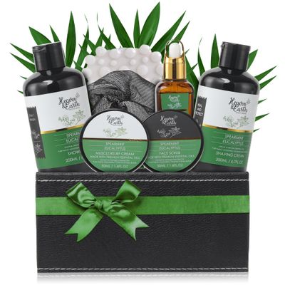 Eucalyptus Spearmint Spa Bath Set. Christmas Mint Bath Gift Basket for Men Women &amp; Couples. Best Spa Basket for Men, Husband, Dad! (XL, Spearmint Eucalyptus)