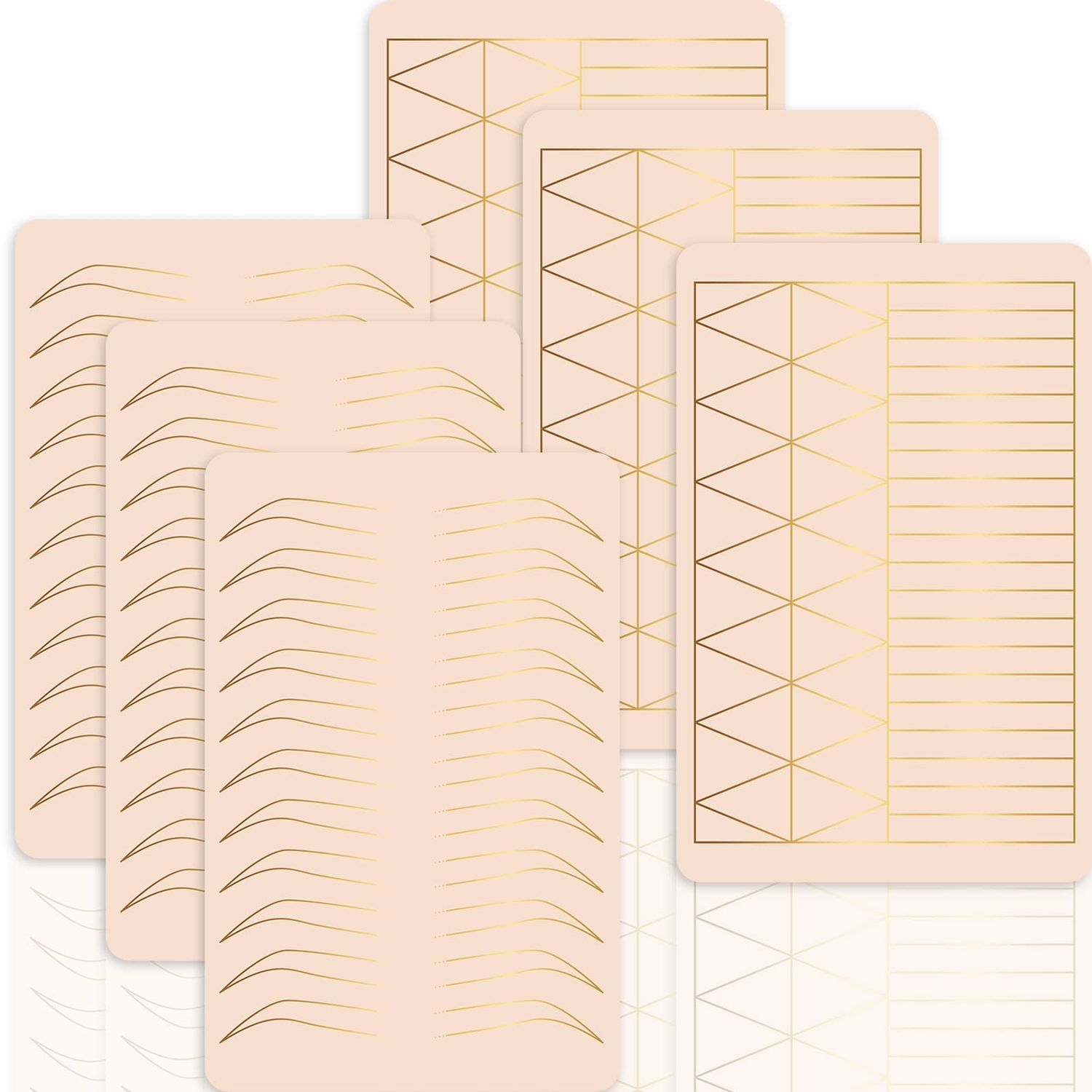Guapa 3pcs Silicone Eyebrow Practice Skin Ombre Powder Brows Fake Skin Sheet Double Sides Microblading Practice Skin for Tatto Artists and Beginners (3pcs Skins with Golden Outline)