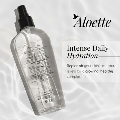 Aloette Hydrating Aloe Vera Facial Mist, Nutri-Hydrating Mist Spray - Daily Replenishing Body, Neck &amp; Face Mist - Silk Amino Acids, Vitamins A, E, C &amp; B5 for Glowing, Healthy Complexion - 8 Fl Oz