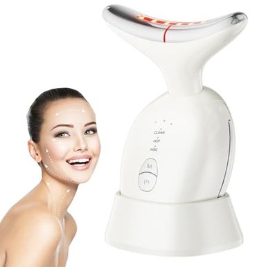 Facial Neck Massager, Multifunctional Face Massage Device, Face Sculpting Tool (Beige)