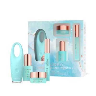 FOREO IRIS 2 Set Lymphatic Drainage Eye Massager- Eye Bags Remover- Anti Wrinkle Eye Puffiness Reducer- Firming PM Eye Serum, 0.5 fl oz+ C-Concentrated Eye Cream, 0.5 fl oz+ Eyelash Serum, 0.15 fl oz