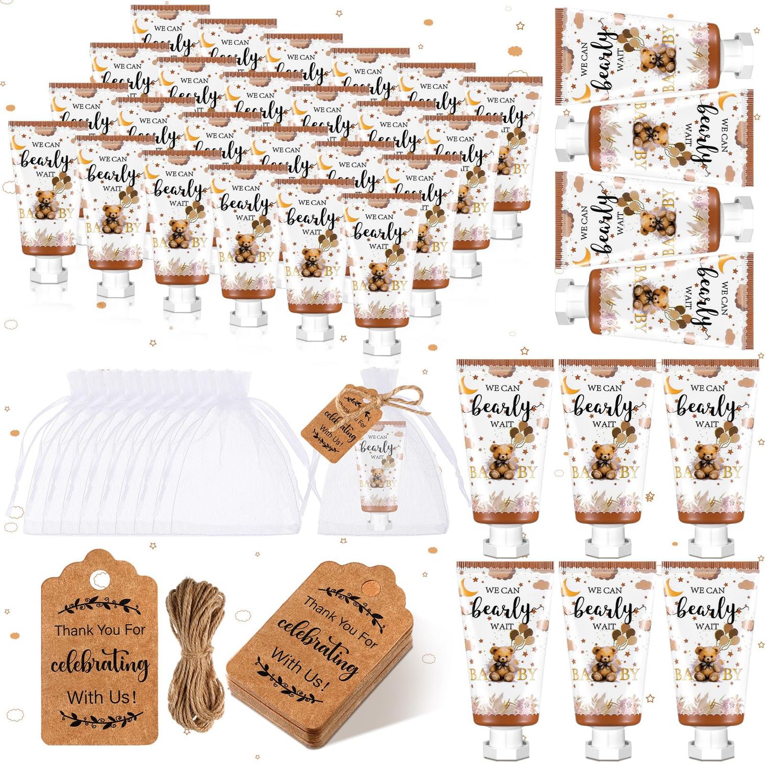 Dansib 48 Sets Baby Shower Hand Cream Baby Shower Party Favors for Guests Christmas Hand Cream Gift Bulk Travel Size Hand Lotion Hand Cream Set for Wedding Baby Shower Christmas(Bear)