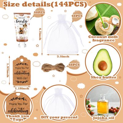 Dansib 48 Sets Baby Shower Hand Cream Baby Shower Party Favors for Guests Christmas Hand Cream Gift Bulk Travel Size Hand Lotion Hand Cream Set for Wedding Baby Shower Christmas(Bear)