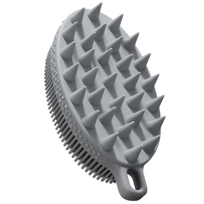 FREATECH 2-in-1 Silicone Body Scrubber - Bath Shower Body Brush and Shampoo Brush Scalp Massager Exfoliator, Deep Cleanse Skin &amp; Hair, Lathers Well, Easy to Clean and Long-Lasting, Grey
