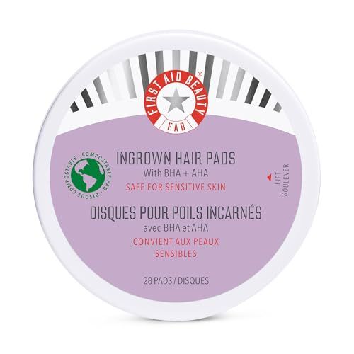 First Aid Beauty - Ingrown Hair Pads with BHA + AHA - Aftershave Treatment Pads to Help Prevent Razor Bumps for Men &amp; Women - Exfoliate Underarms &amp; Bikini Area - Compostable for Daily Use - 28 Pads
