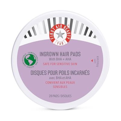 First Aid Beauty - Ingrown Hair Pads with BHA + AHA - Aftershave Treatment Pads to Help Prevent Razor Bumps for Men &amp; Women - Exfoliate Underarms &amp; Bikini Area - Compostable for Daily Use - 28 Pads