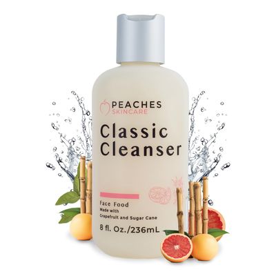 Face Cleanser (8 oz) - Hydrating Facial Cleanser with Grape Fruit, Sugar Cane, Gotu Kola - Lightly Exfoliating Facial Cleanser for Women and Men - Vegan Cleanser for All Skin Types - Classic Cleanser