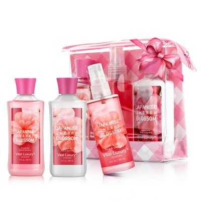 Bath and Body Gift Set for Women &amp; Girls, Japanese Cherry Blossom Spa Set With Natural Extracts-Shower Gel, Body Lotion, Body Mist, Body Care Travel Set for Birthday Mother&#39;s Valentine&#39;s Day Gifts