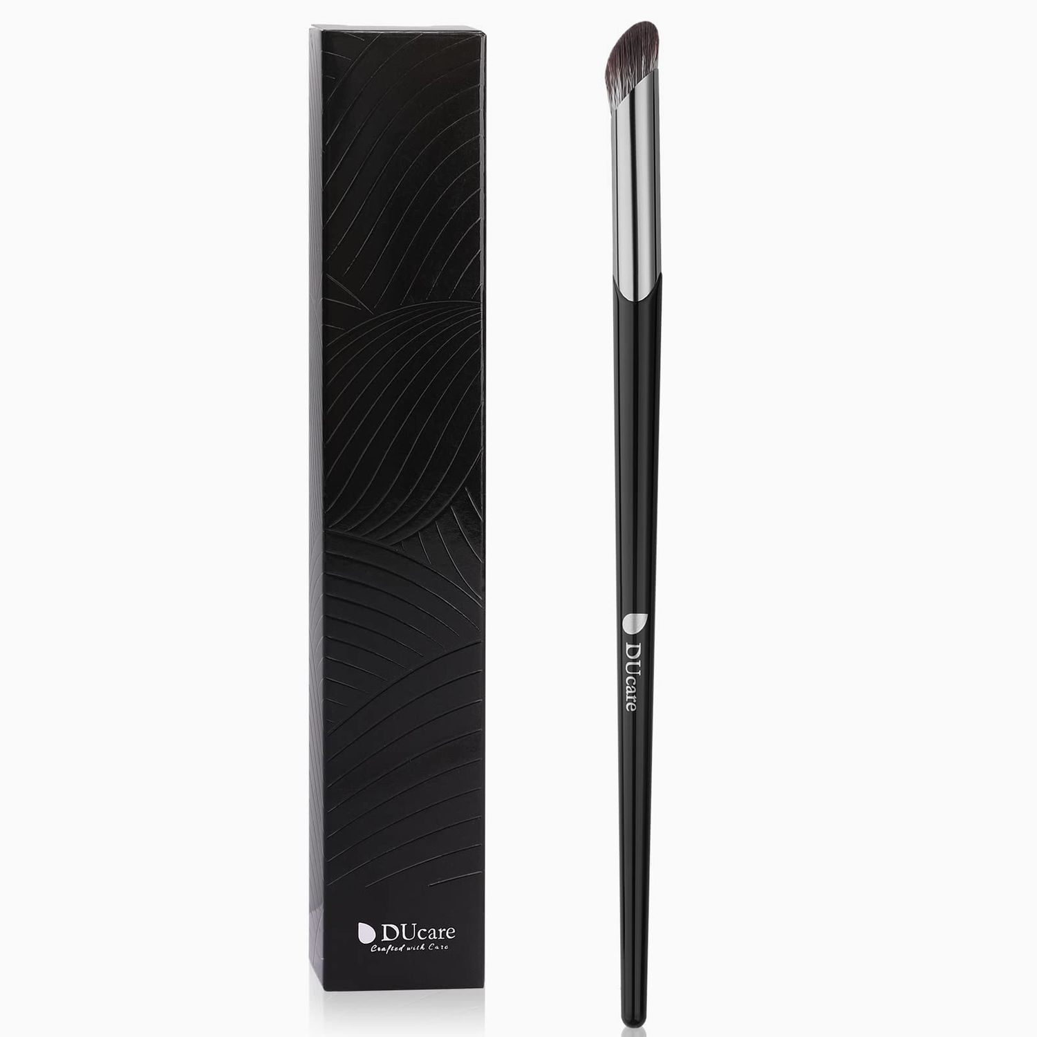 Concealer Brush Under Eye,DUcare Angled Small Nose Contour Brush Mini Concealer Makeup Brush Thin Foundation Brightening Slanted Brush for Dark Circles Puffiness Puffy Face Eyebrow Eyes (Black)