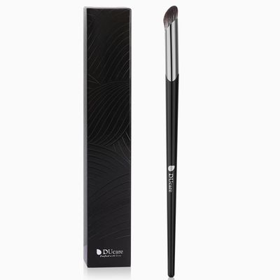 Concealer Brush Under Eye,DUcare Angled Small Nose Contour Brush Mini Concealer Makeup Brush Thin Foundation Brightening Slanted Brush for Dark Circles Puffiness Puffy Face Eyebrow Eyes (Black)