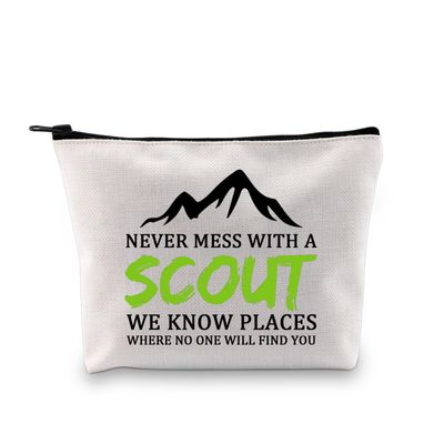 BDPWSS Funny Scout Gift Scout Troop Leader Gift Never Mess With a Scout We Know Places Where No One Will Find You Makeup Bag (Know scout bag)