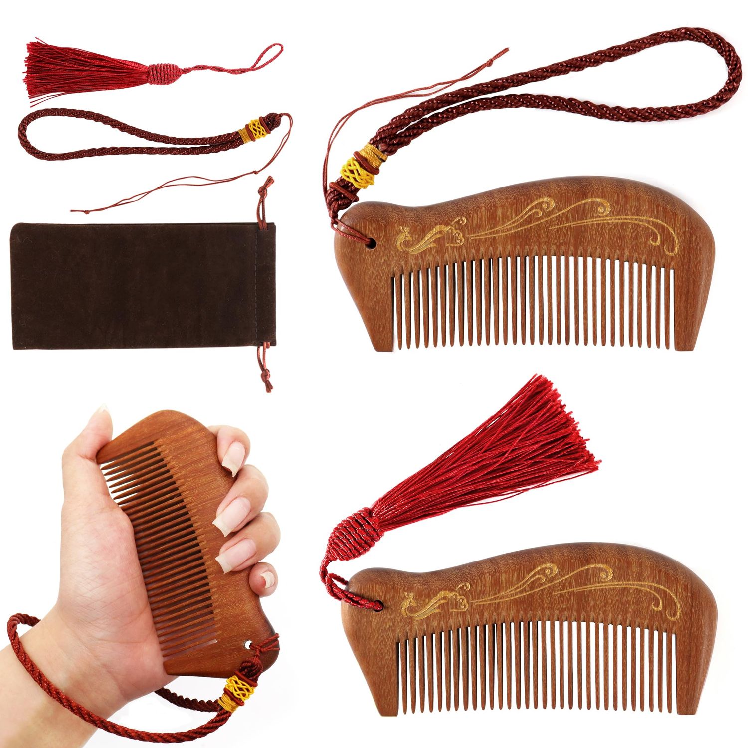 Birthing Comb for Moms - Wood Comb for Labor Pain Relief, Pregnancy Contractions, Delivery Essentials &amp; Gift (Brown)