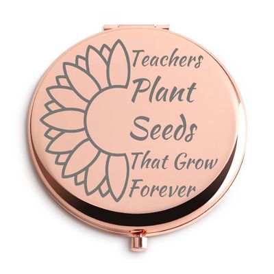 Dyukonirty Teacher Gifts for Women from Student Sunflower Lover Rose Gold Compact Mirror Thank You Gift for Teacher Birthday Retirement Teachers Day Thanksgiving Graduation Gifts Unique Gifts