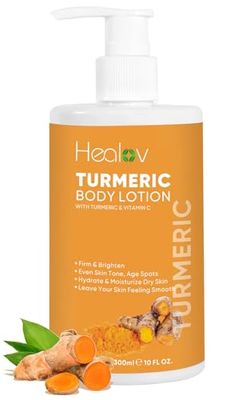 Healov Turmeric Lotion for Spots - Natural Turmeric Skin Brightening Cream for Face &amp; Body - Cleanse Skin, Fight Acne, Even Tone, Clear Scars, Sun Damage, &amp; Discoloration - with Vitamin C