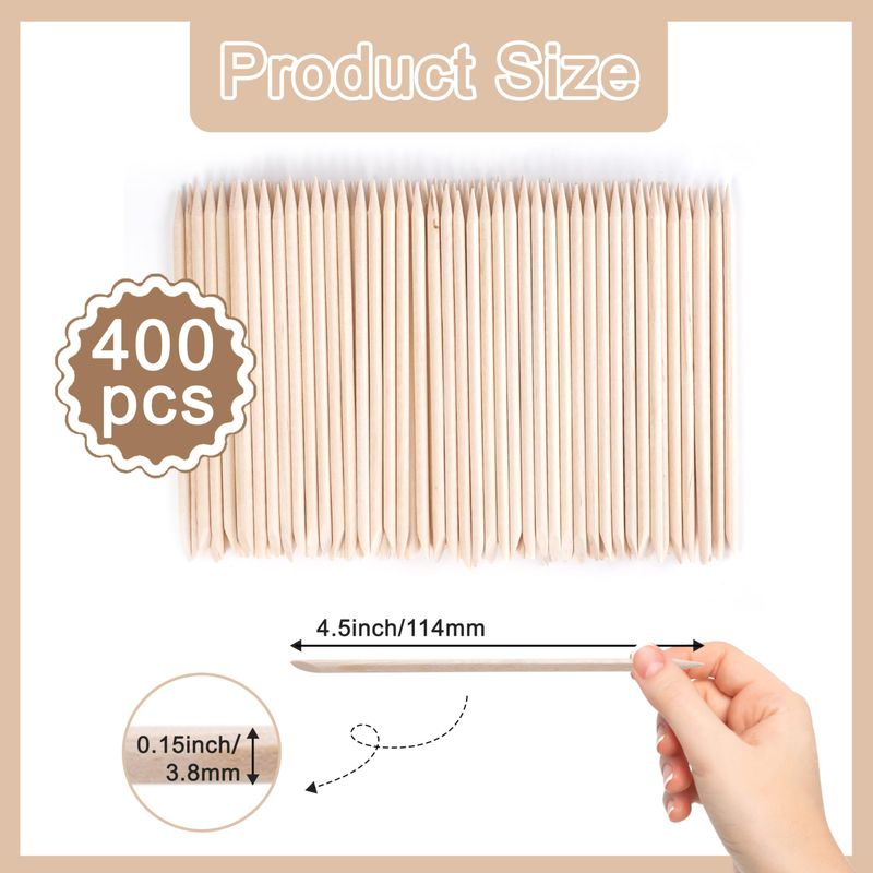 400 Pcs Orange Sticks for Nails, 4.5 Inch Wax Sticks for Waxing, Skin-Safe Cuticle Sticks for Nails Wood, Manicure Pedicure Tool for Manicure &amp; Pedicure