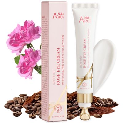 ANAI RUI Rose Caffeine Eye Cream for Dark Circles, Valentines Day Gifts for Women, Anti-Aging Eye Cream with Retinol, Collagen, Hydrating, Firming, Reduce Wrinkles and Fine Lines Daily 0.5 FL OZ