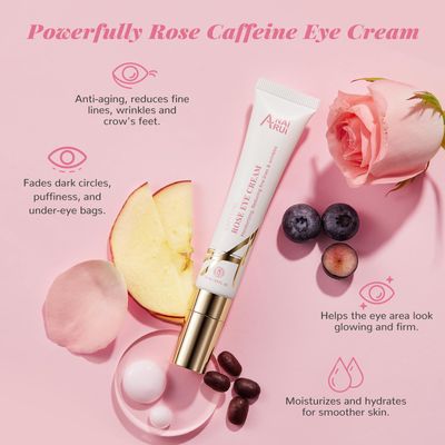ANAI RUI Rose Caffeine Eye Cream for Dark Circles, Valentines Day Gifts for Women, Anti-Aging Eye Cream with Retinol, Collagen, Hydrating, Firming, Reduce Wrinkles and Fine Lines Daily 0.5 FL OZ