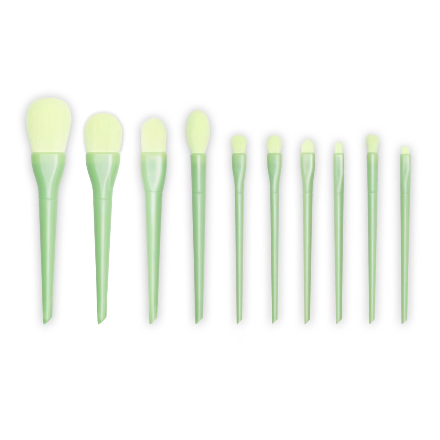 B BRUSH ARTIST All in one Makeup Brushes kit for girls, 10 Pcs, Powder Brush, Foundation Brush, Blush Brush, Highlighting Brush, Eyeshadow Brushes (Shiny Green)