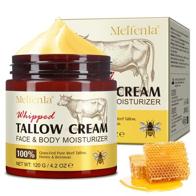 Gorgeurora Beef Tallow for Skin, Beef Tallow and Honey Balm 4.2oz, Tallow Face Moisturizer, Organic Grass - Fed Whipped Beef Tallow and Honey Balm - Deeply Moisturizing for Face &amp; Body, Softens Dry