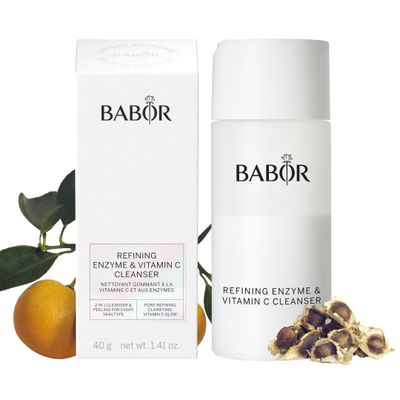 BABOR Refining Enzyme &amp; Vitamin C Cleanser, Enzyme Powder Cleanser, Exfoliating Face Wash Polish, Gentle Facial Scrub to Brighten and Even Complexion