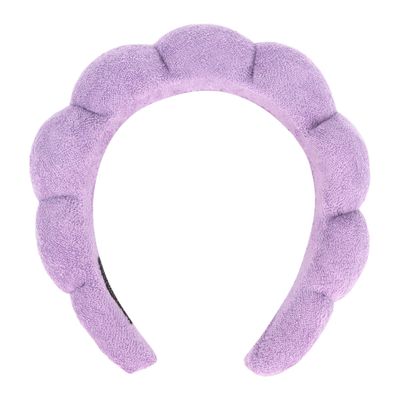 Araluky Women Spa Headband, Purp1e - Soft &amp; Comfy Spongy Hairband for Washing Face, Makeup, Skincare, Yoga, Sports, Unique Fluffy Design for Her