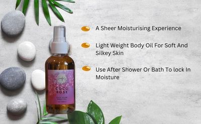 GOODY2'S Coco Rose Soft Glow Body Oil - 120 ml | Hydrating with Coconut &amp; Rose Extracts | Natural, Vegan, Cruelty-Free
