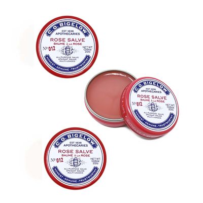 C.O. Bigelow All Purpose Salve Lip Balm Tins, Rose Salve Pack of 3 for Chapped Lips &amp; Dry Skin - Moisturizing Lip, Cuticle 0.8 oz each