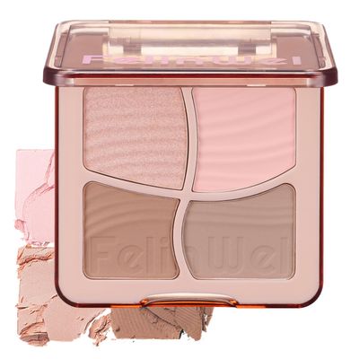 FelinWel Highlight &amp; Contour Makeup Palette - Long-Lasting Matte Shimmer Highlighter Palette and Bronzer Powder for Effortless Blending-01 Cool