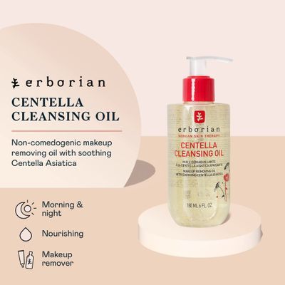Erborian - Cleansing Oil - Facial Makeup Remover with Hydrating &amp; Soothing Centella Asiatica Extract - Waterproof Purifying Cleanser Removes Excess Sebum &amp; Impurities - Korean Skincare - 6 fl. oz