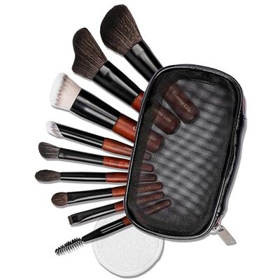 Cosme 9 FLAWLESS FACE MINI Makeup Brush Set: Foundation, Eyeshadow, Blush, Contour, Powder Make Up Brush Set &amp; Case. Synthetic &amp; Natural Hair Makeup Brushes inspo by Japanese Travel Makeup Brushes