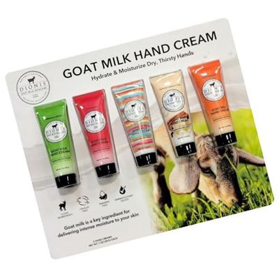 Dionis Goat Milk Skincare - 5 Pack of 1 oz Hand Creams (Creamy Coconut &amp; Oats, Peppermint Twist, Sea Treasures, Sugarberry, Vanilla Bean)