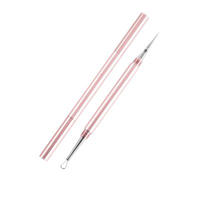 2-in-1 Professional Stainless Steel Acne Removal Needle, Whitehead&amp;Blackhead Remover Tool, Pimples Comedone Extractor Removal Tool, Double Ended Needle with Cap Removal for Nose Face Tools(Rose Gold)