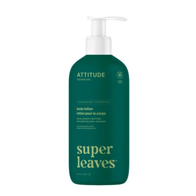 ATTITUDE Body Lotion, EWG Verified Moisturizer, Vegan Skin Care Products, Non-Greasy, Hydrating for Dry Skin, Cruelty Free, Soothing, Olive Leaves, 16 Fl Oz
